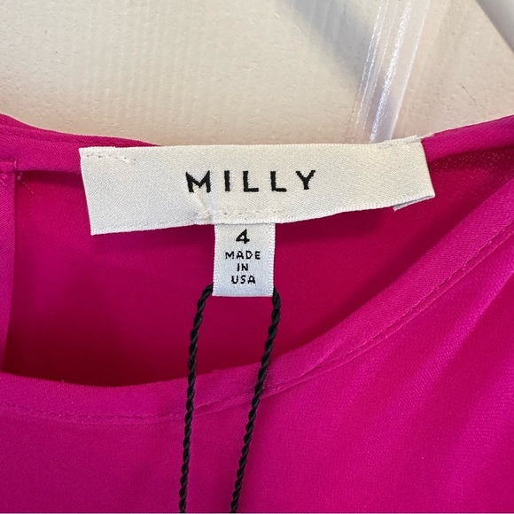 Milly Pink Silk Tie Front Long Sleeve Blouse Size 4 - Picture 4 of 6